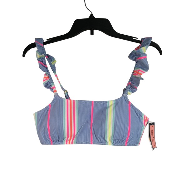 Vineyard Vines Other - Vineyard Beachy Stripe Ruffle Swim Top, Women's Size S - Breaker Blue/Multi